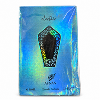 Open Box – Afnan Turathi Electric 90ml — condition photo 1 of 1: Outer plastic wrap is loose and wrinkled, with visible scuffs and edge wear.