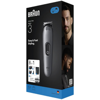 Braun AIO3540 All in One Series 3 8-in-1 Grooming Kit, Ultra Sharp Blade, 14 Lengths Settings - Silver