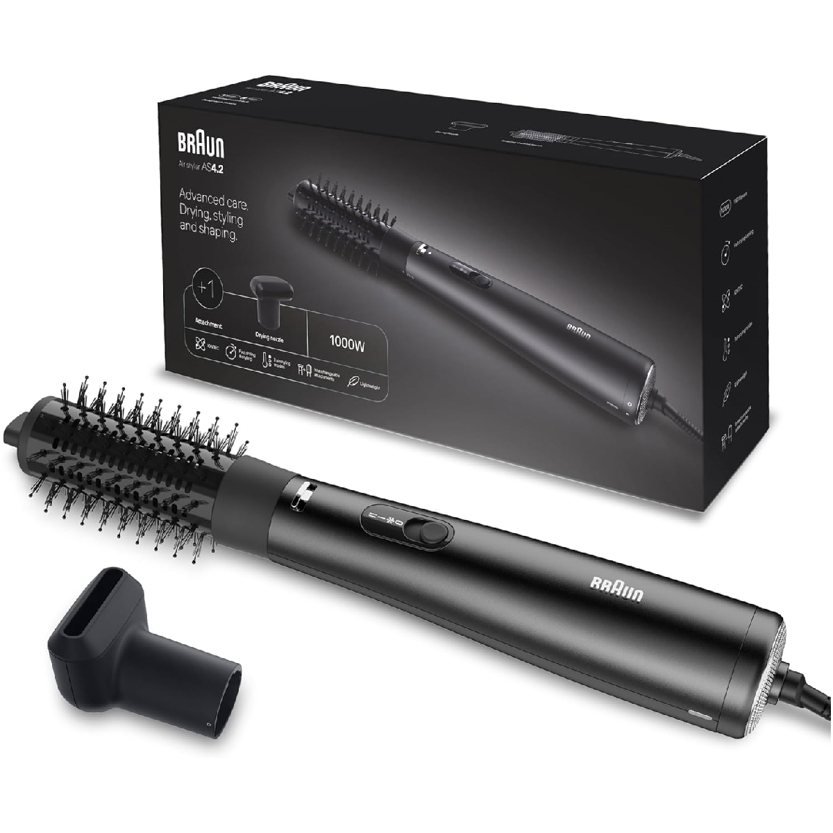 Braun Air Styler AS4.2, 1000W Advanced Care, Drying, Styling and Shaping - Black