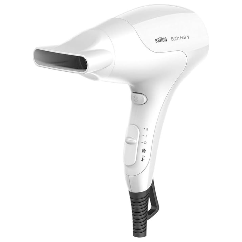 Braun BRHD180E Satin Hair 1 Power Perfection Dryer with Styling Nozzle - White