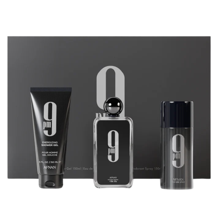 Afnan 9 PM Homme Gift Set (100 ml EDP + 150 ml deodorant + 150 ml shower gel)