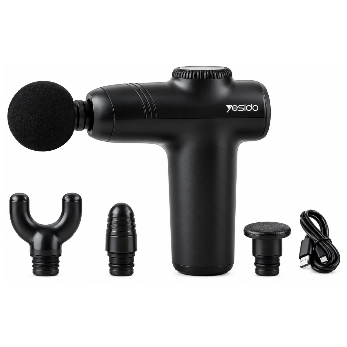 Yesido MG01 Massage Gun 5 Speeds Deep Tissue with 4 Heads - Black