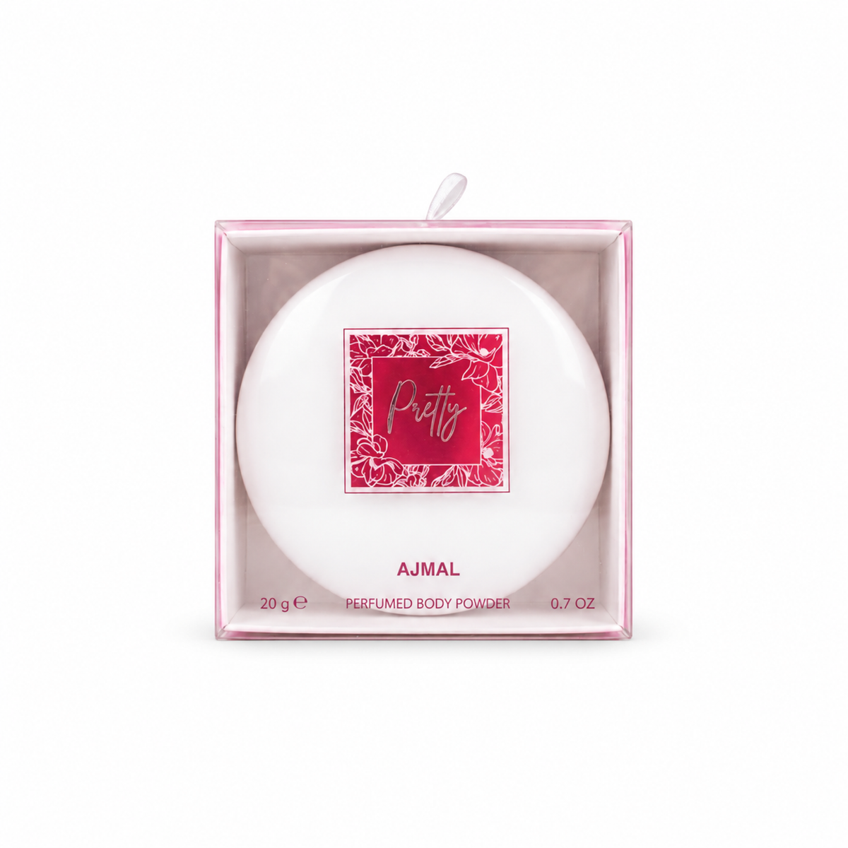 Ajmal Pretty perfumed body powder 20g — front-facing pack on a white background