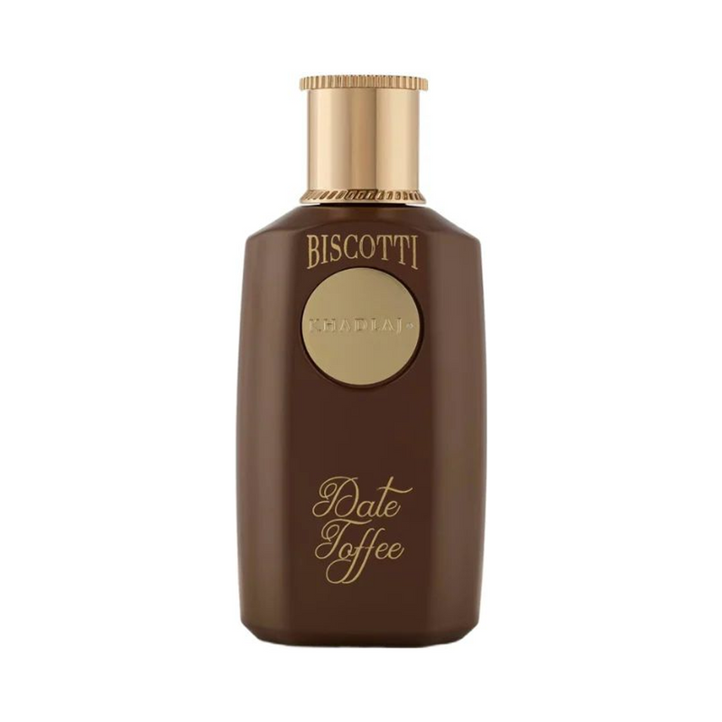 Khadlaj Biscotti date toffee 100ml — front-facing product on white background