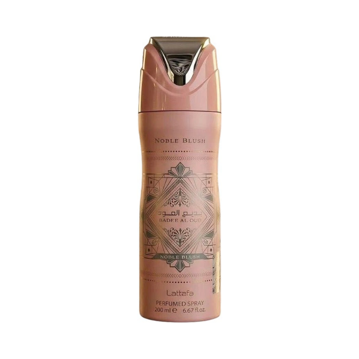 Lattafa Badee Al Oud Noble Blush Body Spray 200ml — front-facing product on white background