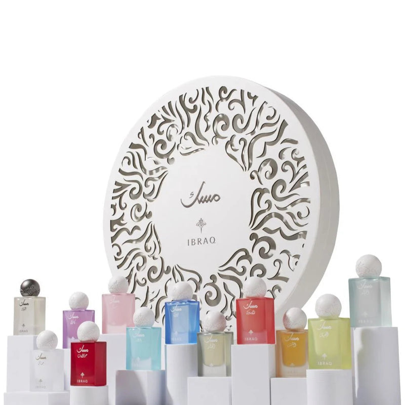 IBRAQ Musk Collection Set — twelve 20 ml bottles with presentation box on white background