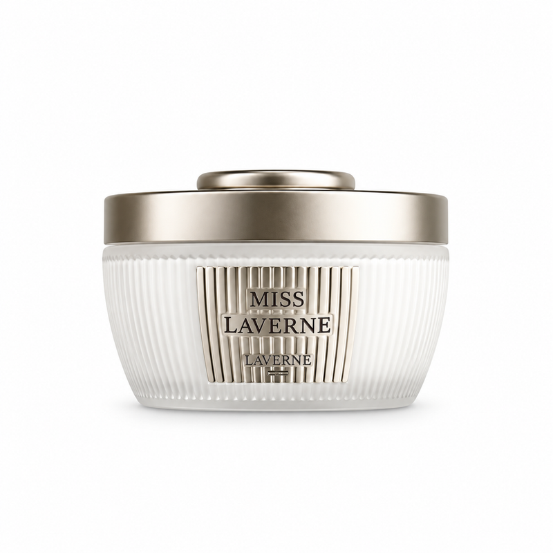 Laverne Musk Garden perfumed body powder 65g, front view on white background