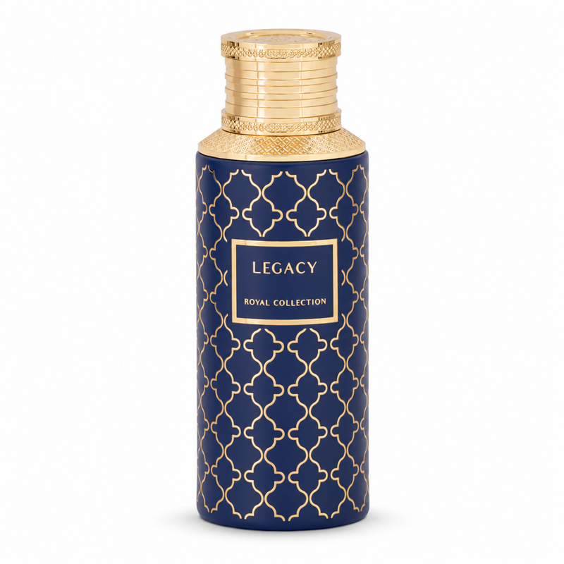 Maison Asrar Legacy Royal Collection 100ml front-facing bottle, white background, edited from authentic product photo