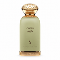Dkhoon Emirates Queen 100ml pale-green bottle with ornate gold cap, front view on a white background