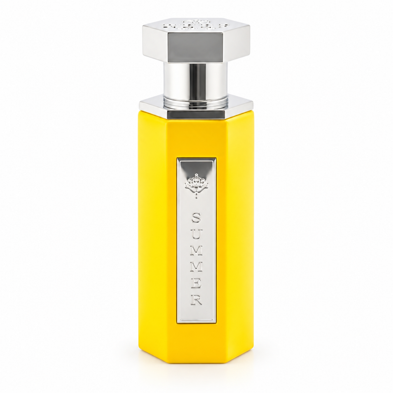 Reef Summer Yellow 100ml yellow bottle with silver cap, front view on a white background