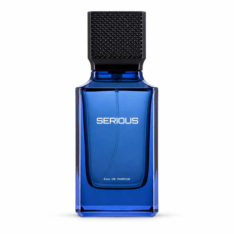 Al Majed Oud Serious 100ml blue bottle, front view on a white background