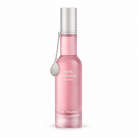 Sir Francis Miss Francis Berbel 75ml pink perfume bottle with silver cap and seashell charm, front view on white background